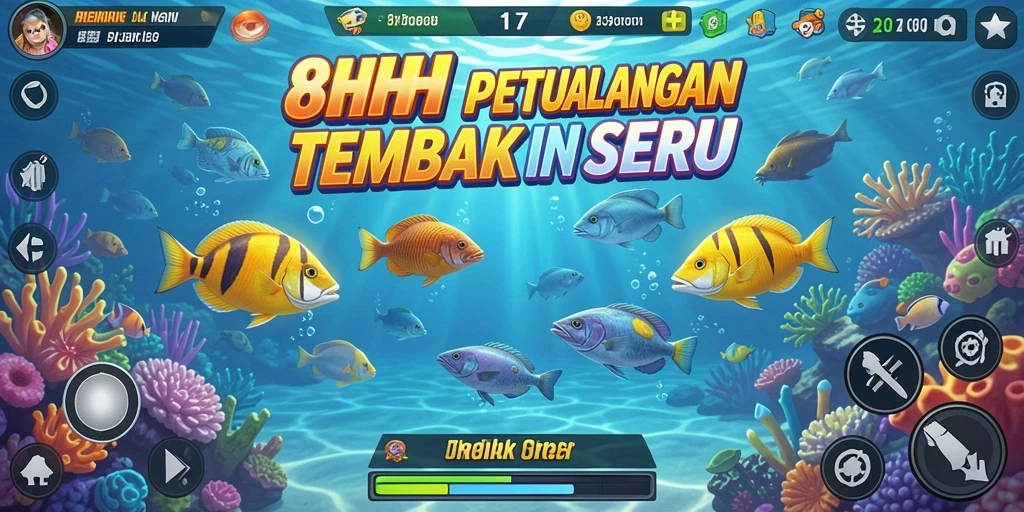 Screenshot 8HHH menampilkan aksi menembak ikan yang seru.