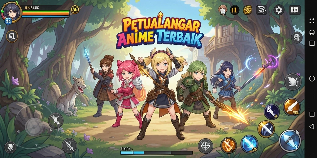 Screenshot gameplay 9SL menampilkan pertarungan dinamis karakter Anime.