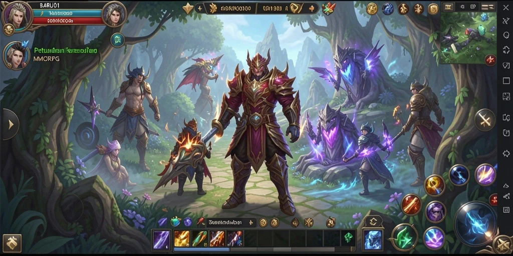 Tangkapan layar gameplay BARU01 menampilkan pertarungan seru di dunia fantasi.