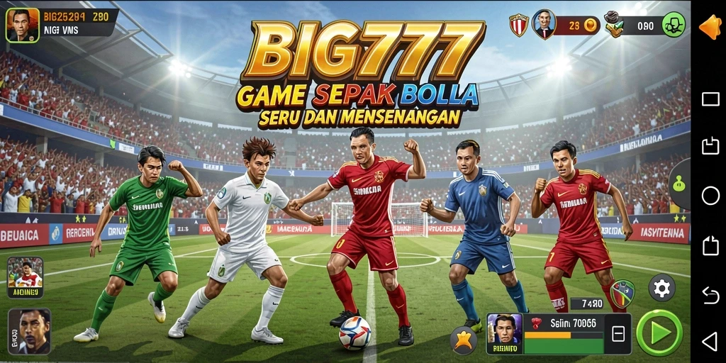 Gameplay mendebarkan dalam BIG777, menampilkan aksi sepak bola terbaik.