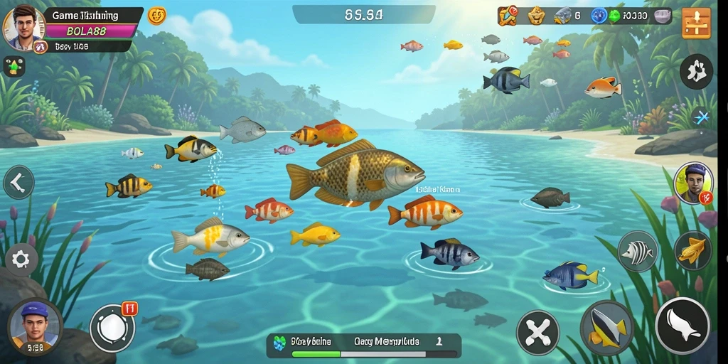 Gameplay seru saat memancing di bawah laut dengan <strong>BOLA88</strong>.