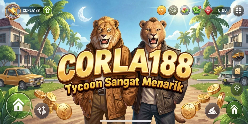 Tampilan gameplay menarik dari CORLA188 yang menampilkan pengelolaan bisnis.