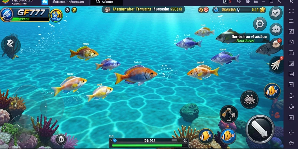 Tampilan gameplay menarik dari GF777 saat menangkap ikan.