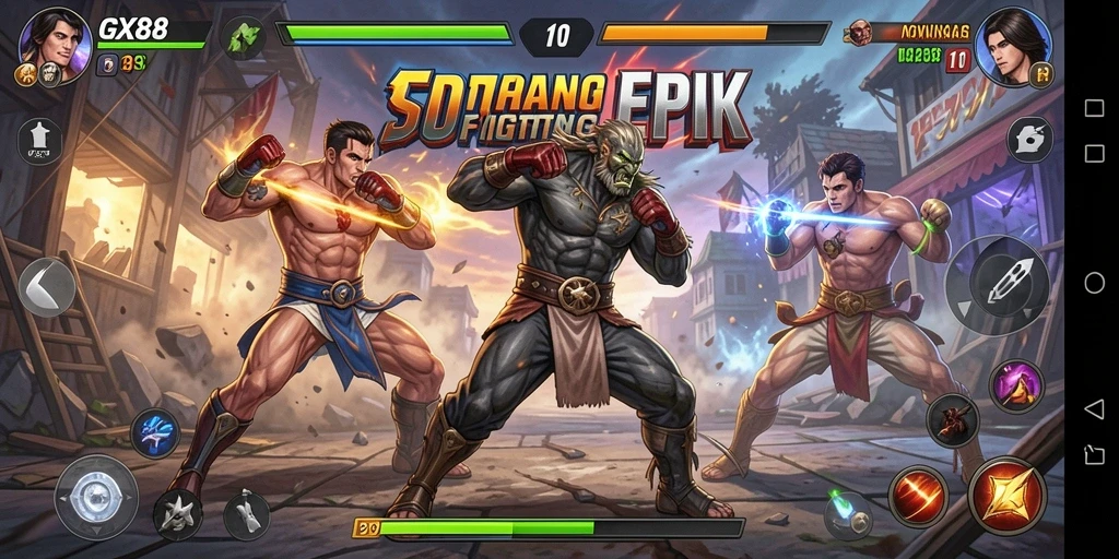 Tampilan menegangkan gameplay GX88 dalam aksi Fighting.