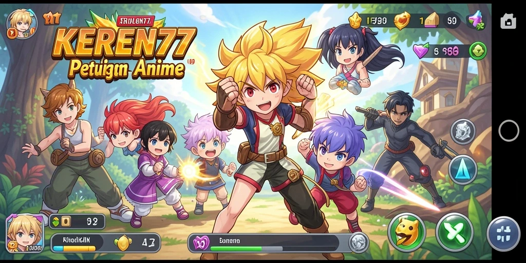 Tampilan gameplay KEREN77 yang penuh aksi dan warna.