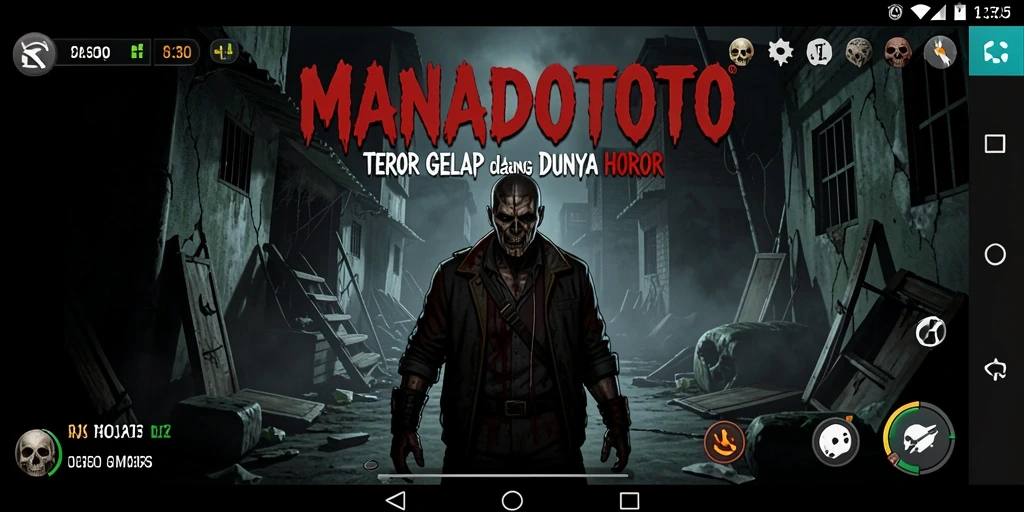 Screenshot gameplay MANADOTOTO menampilkan suasana horor yang mendalam.