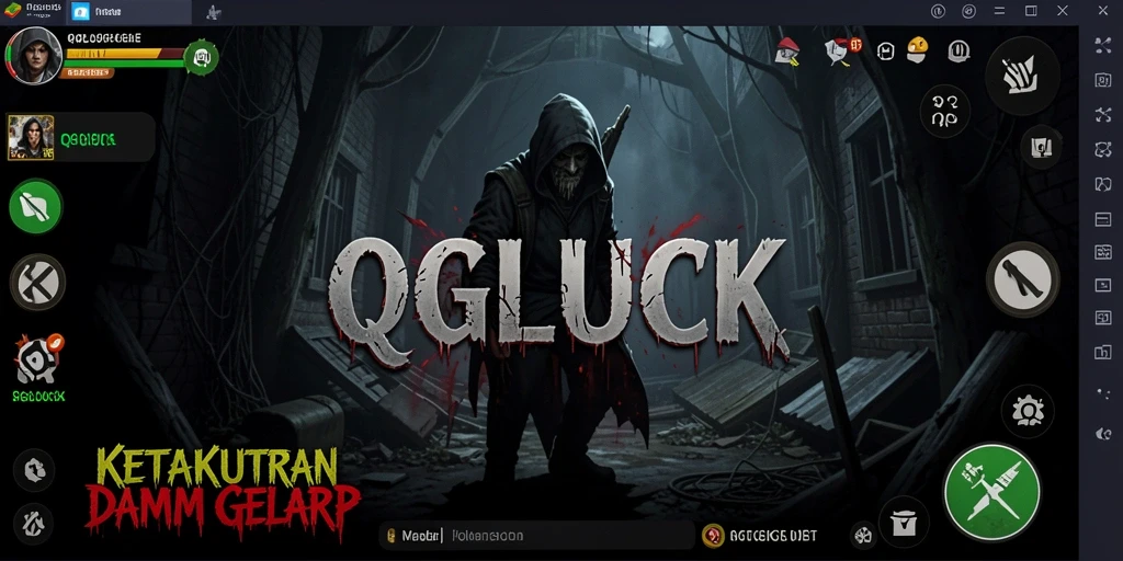 Screenshot menunjukkan suasana menegangkan dalam gameplay QGLUCK.