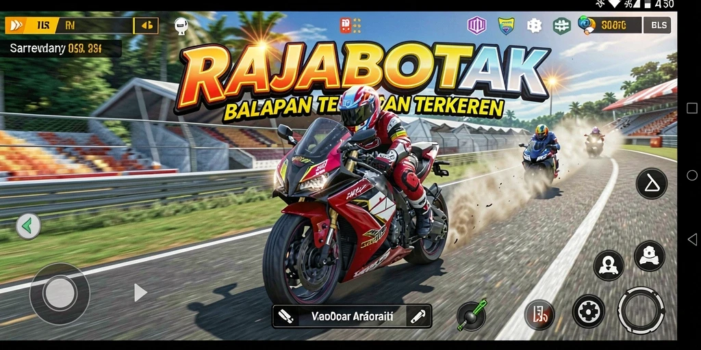 Gameplay mendebarkan dari RAJABOTAK di trek balapan.