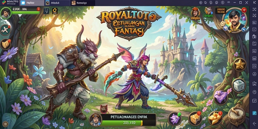 Screenshot gameplay ROYALTOTO dengan pertarungan epik.