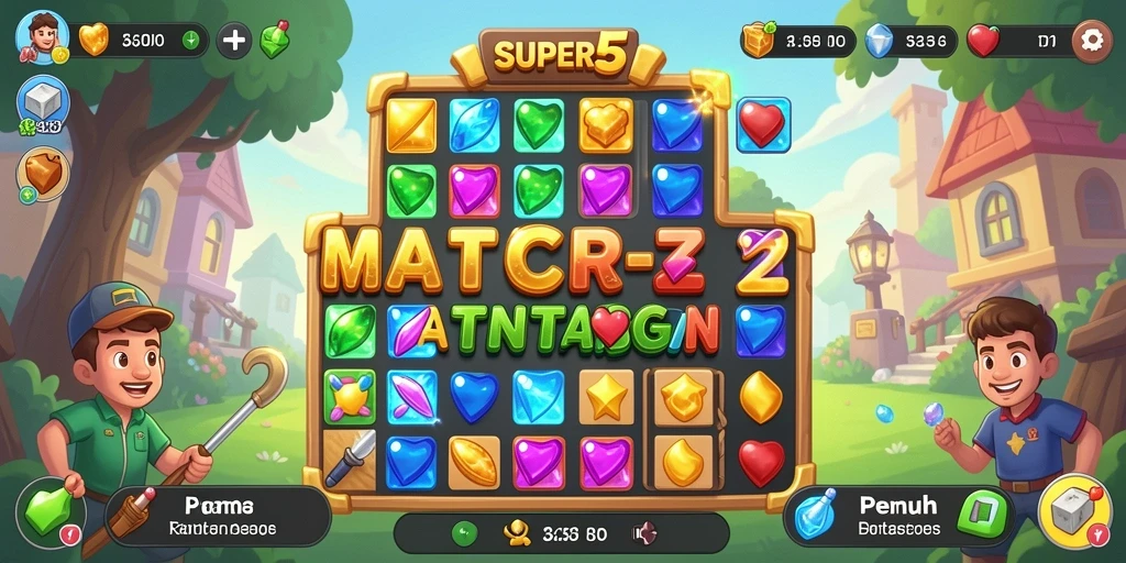 Tangkapan layar menunjukkan gameplay seru dari game Match-3.