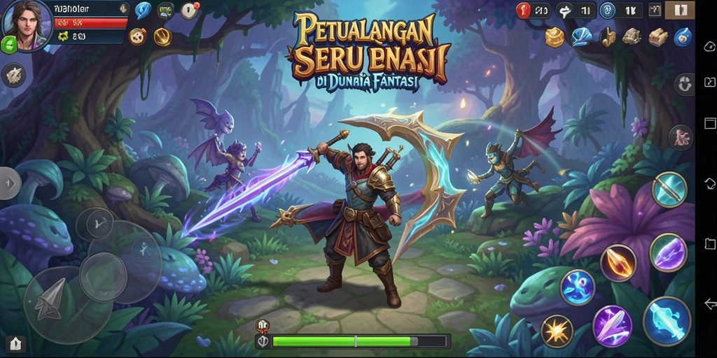 Screenshot gameplay V21 menunjukkan aksi petualangan yang mendebarkan.